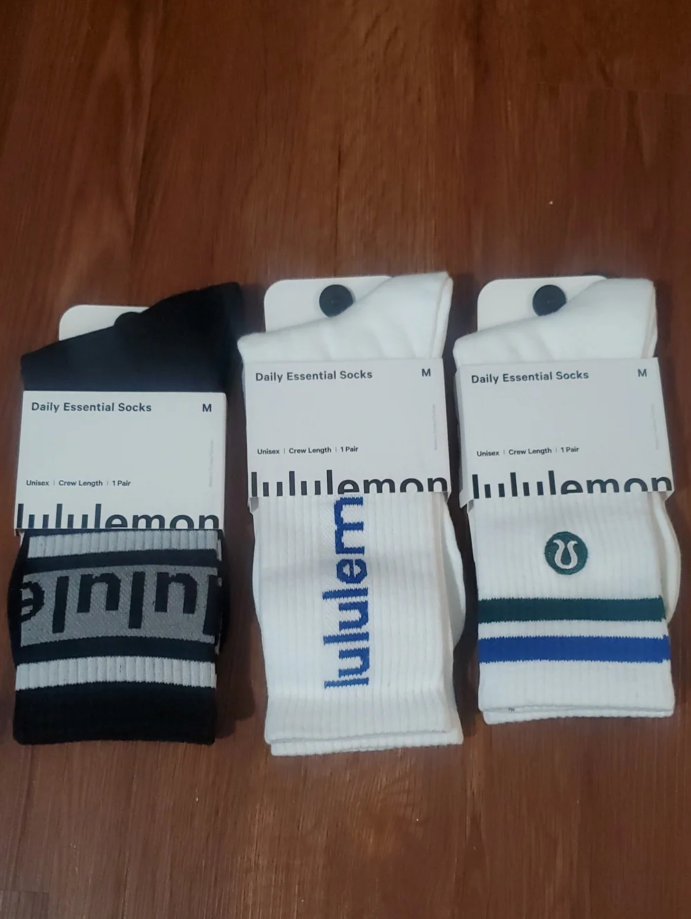 lululemon athletica Daily Essential Crew Socks - Black, White & Blue